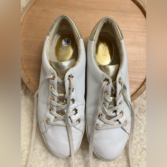 Michael Kors White and Gold Sneakers Leather Size 8.5 - Picture 11 of 11